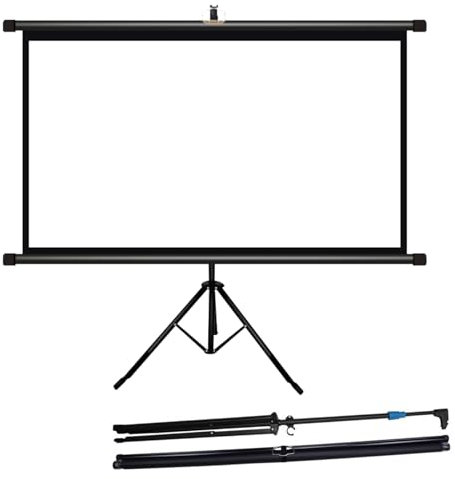 Hoiweqr Stativleinwand, 16:9/4:3 Beamer Leinwand Stativ 4K HD Rolloleinwand, 60/72 Zoll Projektionswand mit Stativ, für Ihren Outdoor-Beamer, Büro-Präsentationen Oder Heim-Kinos(4:3,60in)
