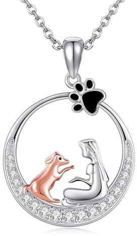 ONEFINITY Hundehalskette für Frauen 925 Sterling Silber Hund Anhänger Hund Pfote Halskette Welpe Halskette Schmuck GIfts für Hundeliebhaber