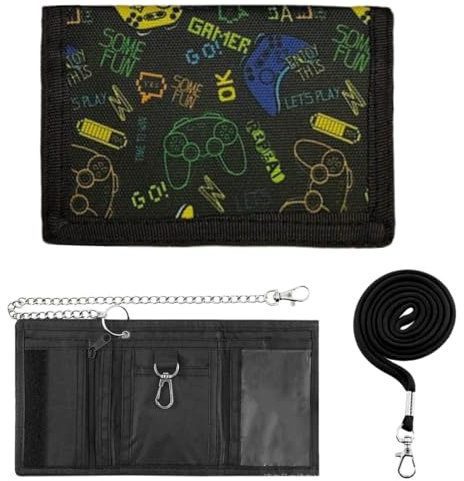 SYSYSYYASNL Porte Monnaie Enfant, Portefeuille Enfant avec Cordon, Porte Pliable Monnaie Enfant Garçon, avec Compartiment Pièces et ID Poche (D)