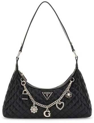 GUESS Everlee Top Zip Shoulder Bag, Borsa a Tracolla Donna, Nero, Taglia Unica