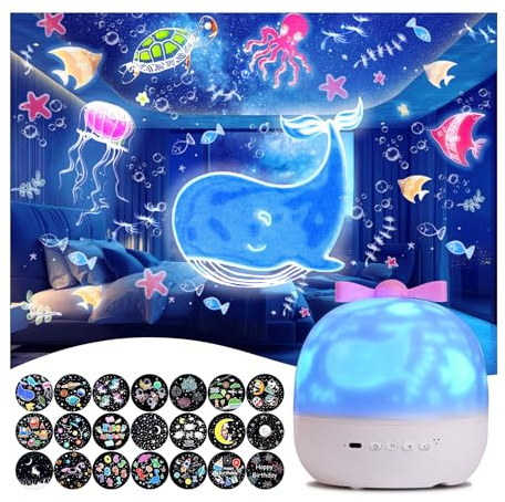 Kids Night Light Projector,21 Sets of Films, Night Lights for Kids, Star Galaxy Projector, Bedroom, Ceiling, Star Projector with 360 Rotating for Boys and Girls, Birthday, Christmas Gifts, Room Decor