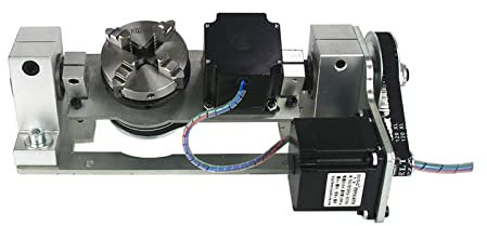 YQVEOT Stepper Motor Center Height 55MM CNC Rotary Axis 4 Jaw Chuck 60mm For 5 Axis CNC Router Engraving Machine for 3D Printer