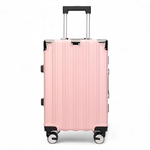 Infinity Leather Koffer Trolley Handgepäck Handgepäck Hartschale PC Reisetasche Leichtgewicht mit langlebigen 4 Spinner-Rädern (Pink, S(56cm 42L))
