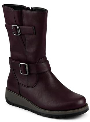 Pavers Dual Buckle Calf Length Boots - Purple Size 3