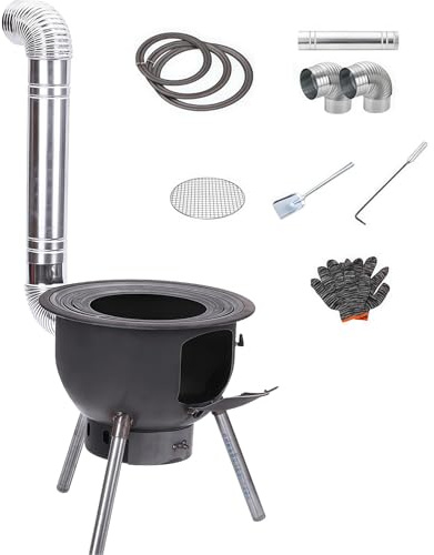 Gvqng Holzofen FüR Den AußEnbereich, Abnehmbarer Eisen-Camping-Holzofen Mit DREI Feuerstellen, FüR Outdoor-Kochen, Grillen, Picknicken Und Jagen,Outer Diameter 68cm(26.77in)