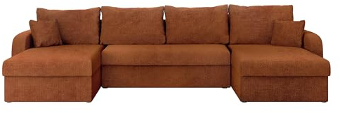 Mirjan24 Ecksofa Kristofer U, Design Eckcouch Couch mit Schlaffunktion, DREI Bettkasten, Wohnlandschaft, Bettfunktion, U-Form Sofa, Seite Universal, Farbauswahl (Flow 09)