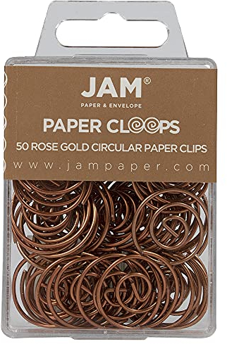 JAM PAPER Kreisförmige Büroklammern - Runde Büroklammern - RoséGold - 50/Packung