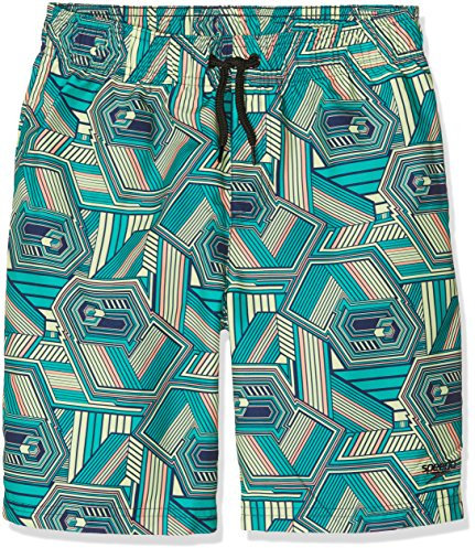 Speedo Jungen Streifen Druck Freizeit Badehose 43,2 cm, Jungen, Stripe Pop Printed Leisure 17 inch, Lemon Sorbet/Jade/Mango