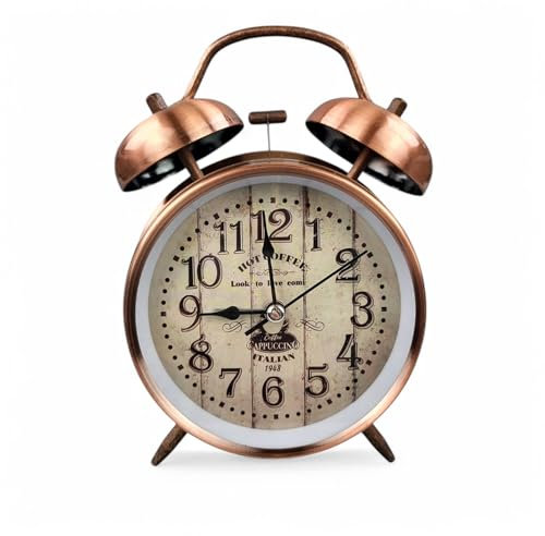 GMMH Tischuhr mit Antik Vintage Retro Nostalgie Design aus Metall, (14-83) Standuhr Schreibtischuhr Wecker Uhr Tischwecker mit Alarm, Weckuhr