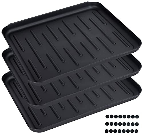 MAVO PLANET Schuhabtropfschale - (3er Set) - rutschfeste Schuhmatte Abtropfmatte mit erhöhtem Rand - Abtropfschale Schuhe - Schuhwanne - 37 x 30 cm