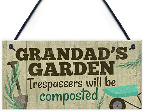 RED OCEAN Grandad's Garden Plaque Garden Shed Summer House Sign Dad For Him