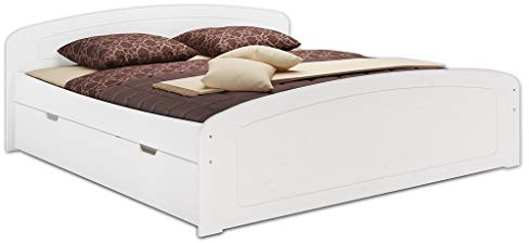 Erst-Holz Funktionsbett Doppelbett Bettkasten Rollrost 200x200 Holzbett Massivholz Weiß 60.50-20WFL