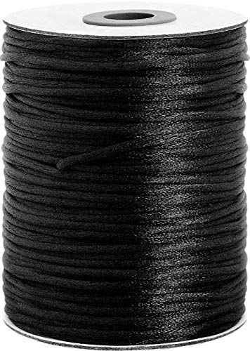 Satinkordel 100 Meter 2mm dick Große Spule Vielseitig einsetzbar schwarz