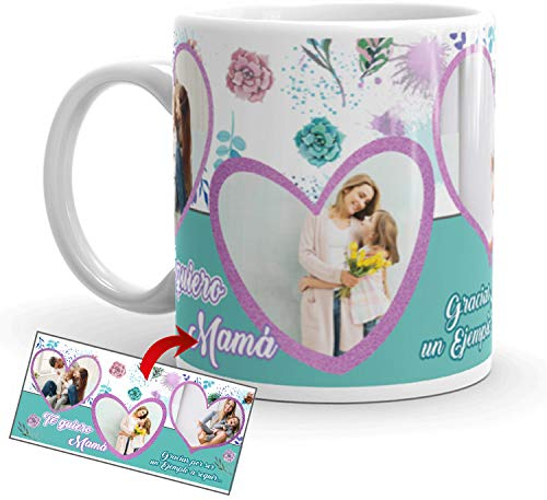 Kembilove Taza Café para el día de Madre Te Quiero Mamá – Taza Desayuno para la Oficina – Taza de Café y Té para Mamá Personalizada con Foto – Regalo Original día de la Madre