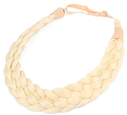 BOBIYA 5 Strang Synthetische Haar Geflochtenes Stirnband Klassische Chunky Wide Geflochtene Zöpfe Elastische Stretch Haarteil für Frauen Mädchen (Hellblond)