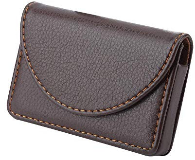 Agatige Porta Tarjetas de Visita, Estuche de Cuero para Tarjetas con Cierre magnético portátil para Tarjetas de identificación Tarjetas de crédito Insignias Regalos de Oficina para Hombres(CAFÉ)