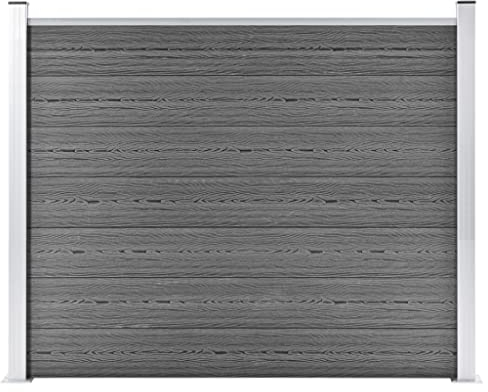 vidaXL Zaunelement Gartenzaun Sichtschutzzaun Lamellenzaun Windschutz Zaun Windschutzzaun Terrasse Stecksystem Lärmschutz WPC 180x146cm Grau