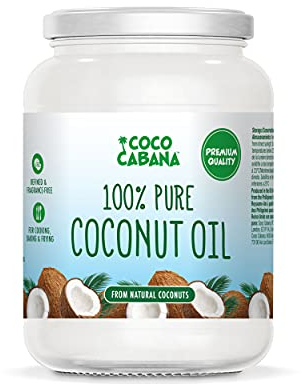 Coco Cabana 100% huile de coco pure 1L Qualité premium, végétalien, sans gluten et produits laitiers, produit de beauté naturel, peau, cheveux et cuisine Blanc