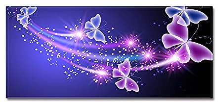 Morbuy Personalisierte Fußmatte Rutschfester Türvorleger mit 3D Schmetterling Druck, Schmutzfangmatte Waschbar Fussmatte Innen Badteppiche (40x120cm,Blau Lila)