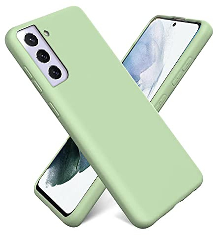 CoolGadget Silikon Hülle für Samsung Galaxy S21 FE Mikrofaser Grün | Qi fähig induktives Laden, farbige TPU Schutzhülle, erhöhter Kamera und Display Rahmen, matt und griffig