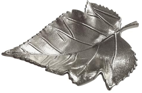 Generisch Deko Schale Metall Ahorn Blatt silber Herbst Deko Tablett Schüssel Dekoobjekt 1