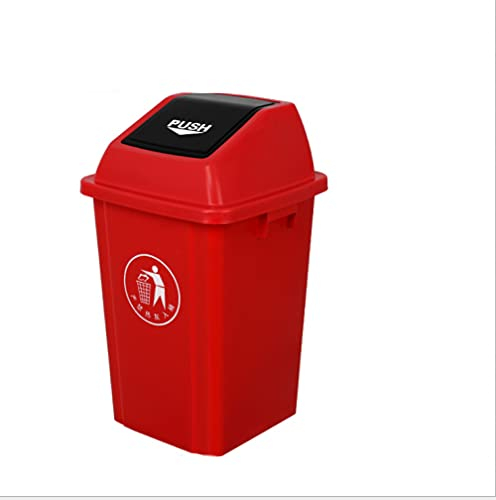 TSTSM Poubelle, Poubelle ménagère, Poubelle de tri des déchets d'usine d'hôtel avec Couvercle, Poubelle en Plastique de Grande capacité, 60L-Red