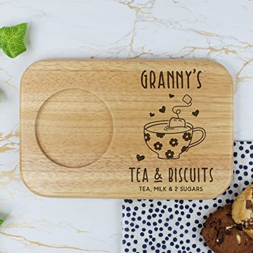 Personalised Grandma's Tea & Biscuits Board, Wood Treat Board, Snack Tray, Mother's Day, Birthday Gift for Granny, Nana, Gran