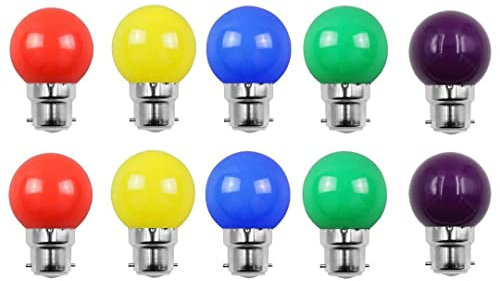 Aiwerttes 10 Stück B22 2W G45 LED Golfball Rot Gelb Blau Grün Lila Energiesparlampe (entspricht 20 W) BC Cap Kleine Glühbirnen für Lichterkette Dekoration