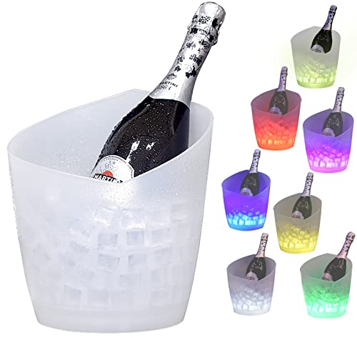 PeSandy LED Eiskübel, 5L LED Sektkühler mit Multi-Farbwechsel für Party/Heim/Bar/Club Thema, Wasserdichter Getränkebehälter Champagner Wein Bier Getränke Eiskübel - Batteriebetrieben (Zitronenform)