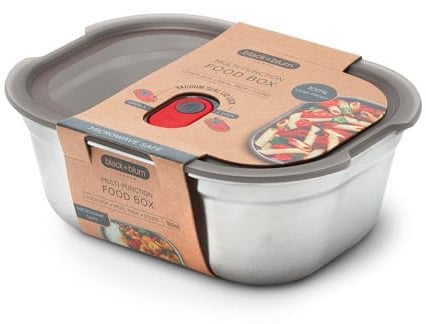 BLACK + BLUM Lunch Box - Meal Prep Containers Reusable for Picnic & Camping - Microwavable Stainless Steel Lunch & Dinner Food Storage Box with Leak Proof Lid - Dishwasher & Oven Safe - Medium - 900ml