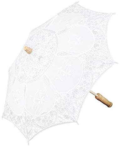 TOPINCN Paraguas de Encaje Grande, Paraguas de Encaje Nupcial de Estilo Occidental, Sombrilla, Banquete, Fotografía de Escenario, Suministros de Boda, Fotografía Al Aire Libre (Blanco, Grande)