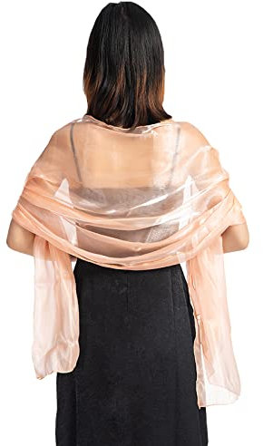 NiceYnn Elégant Echarpe Brillante Femme Châle Longue Foulard pour Mariage Cocktail Cérémonies Soirée Plage Rose Pâle