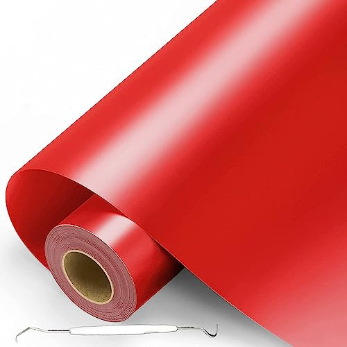 NCRGB Vinyle permanent rouge,30.5x400 cm,Avec support en PET,Rouleau de vinyle autocollant pour toutes les machines à découper, scrapbooking, brillant