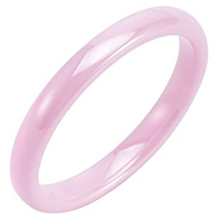 ANAZOZ Bague Céramique Unisexe, Anneau Simple 3mm Rose Fantaisie Taille 54