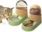 Kathson Automatic Cat & Dog Feeder Set - Gravity Pet Feeder, Waterer & Dispenser for Small Pets, Puppy & Kitten (Green-Orange, 2L)