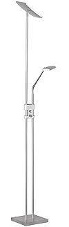 meineWunschleuchte LED Deckenfluter dimmbar mit Leselicht, getrennt schaltbar, Silber 185cm