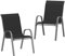Amopatio 2er Set Gartenstühle Stapelbar, Hochlehner Stapelstühle aus Textilene und Metallgestell, Terrassenstühle Balkonstuhl mit Armlehnen Wetterfest, 60 x 72 x 96 cm, Schwarz