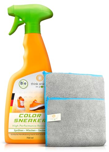 TOBG® [BIO] Sneaker Reiniger 750ml [Effektiv gegen Flecken] inkl. hochwertigem Mikrofasertuch - Reinigungsset für Schuhe & Sportschuhen - Anwendbar auf allen Materialien - Schuhreiniger