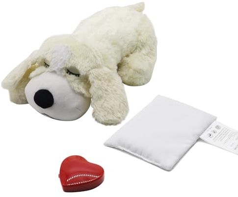 IFOYO Welpen-Herzschlag-Spielzeug, Angstlinderung und Beruhigungshilfe, Herzschlag-Stofftier für Schlafhilfe und Kistentraining