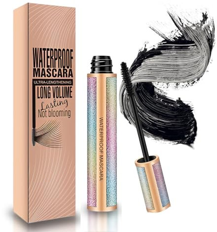 EHIOG Mascara Wasserfest Schwarz, 8.5ml 4D Silk Fiber Sanfter, 4D Wimperntusche Faser Wimpern, Wasserdicht, Wischfest Und Nicht, Wischfest Langlebig Volumen,Sichtbar Mehr Länge und Volumen