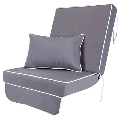 Alfresia Garden Swing Seat Cushion with Back Rest, Water Resistant Replacement Cushions for Outdoor Furniture, Luxury Style Swing Seat Cushion, Thick Luxury Foam Filling, Choice of Colours (Grey)