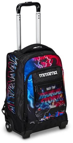 Mitama Trolley DR Junior Scuola Road To Win,Con Mega Scomparto e Doppia Maniglia, Nero e Rosso, Scuola Elementare e Tempo Libero, Bambino Ragazzo