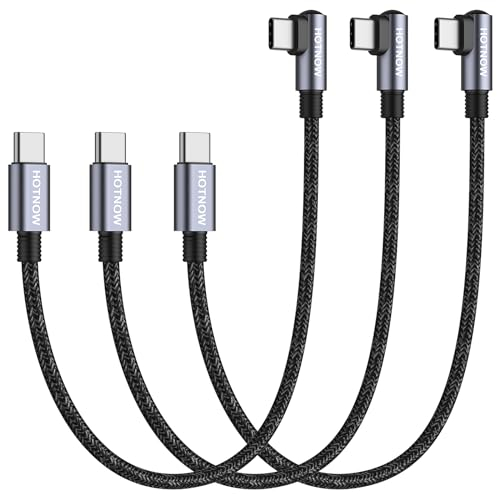 HOTNOW Cavo corto USB C a C 30 cm 3 pezzi angolo retto 0.3m PD 65W cavi di ricarica rapida per telefono USB-C e dispositivi