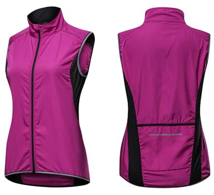ARMAAN Gilet da Ciclismo da Donna Gilet da Corsa Leggero e Traspirante Giacca Sportiva Senza Maniche Gilet Senza Maniche Antivento Impermeabile Maglia da Ciclismo Riflettente a Prova di UV,Purple-XXL