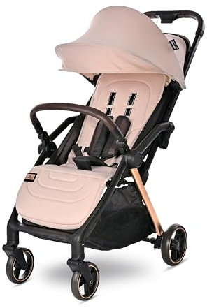 Lorelli Ultra Leichter Buggy Kinderwagen Loret, Einhand-Klappsystem in Sekunden, Nur 8,24 kg, Reisebuggy, Kompakter Sportsitz bis 22kg, Sitzbuggy, 5-Punkt-Gurt, Klappbarer Reisekinderwagen, Beige