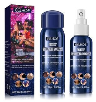 Biglumin Glitter spray – Spray pailleté pour cheveux, vêtements, corps, paillettes, Paillettes visage laque paillette cheveux,Spray pailleté brillant imperméable à séchage rapide.(60ml)