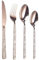 HPTHLY Besteckset, Besteck, Roségold, gehämmertes Besteck, lebensmittelechter Edelstahl, für Privathaushalte, Restaurants und kleine Unternehmen, Geschirr mit Hochglanzoberfläche, 24-teilig
