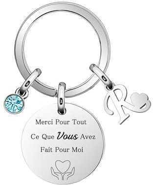 26 Lettres Porte-Clés Merci Pour Tout Ce Que Vous Avez Fait Pour MoiCadeau De Remerciement Porte-Clés Pour Femme Merci Femme Prénom Anniversaire Diplômé,Pour Professeur Maman Grand-mère Collègue (R)