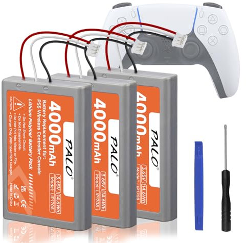 PS5 Controller Akku 4000mAh - 3.65V/14.6Wh Lithium Wiederaufladbare Hohe Kapazität Akku für LIP1708, PS5 Dual Sense, CFI-ZCT1W, CFI-ZCT1J Wireless Controller (3Pcs)