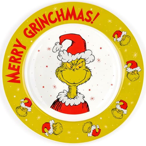 United Labels Grinch - Piatto natalizio da 26,5 cm, in ceramica, motivo: Merry Grinchmas